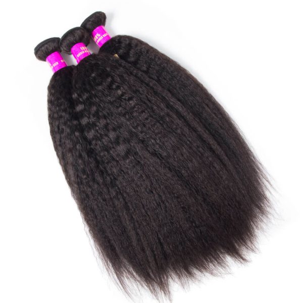 Kinky Straight Virgin Hair 3 Bundles With 4x4 HD Lace Closure