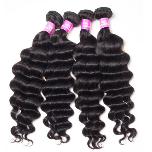 Loose Deep 3 Bundles With 5*5 HD Lace Closure Brazilian Virgin Human Hair Deals