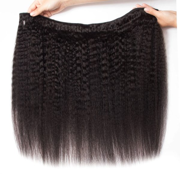 Kinky Straight Hair Yaki Human Hair 3 Bundles