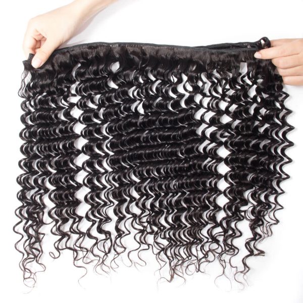 Deep Wave Hair Bundles With Closure 3 Bundles With 4x4 HD Lace Closure