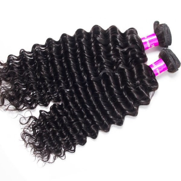 Deep Wave 3 Bundles With 5X5 HD Lace Closure Brazilian Virgin Human Hair Deals