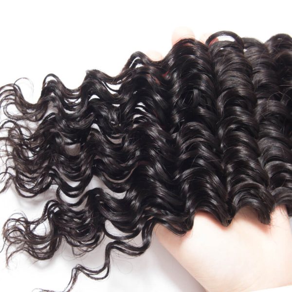 Deep Wave Human Hair 4 Bundles With 13x4 HD Lace Frontal