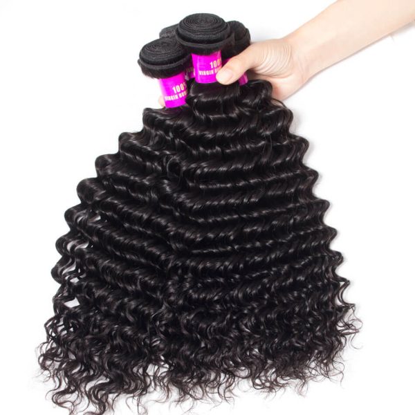 Deep Wave Human Hair 4 Bundles With 13x4 HD Lace Frontal