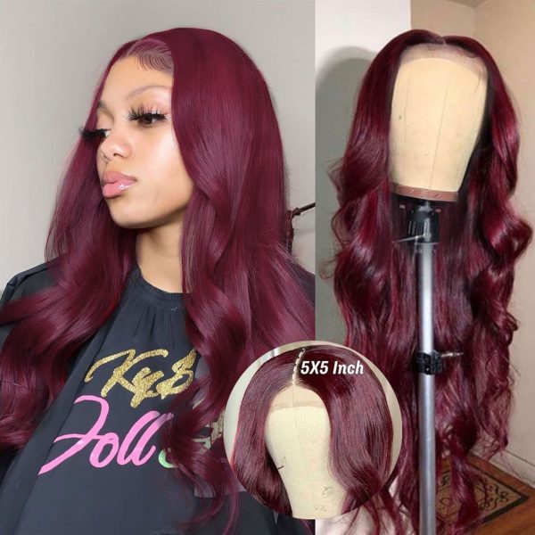 99J Color Burgundy Body Wave Wig 13x4 HD Lace Human Hair Wig