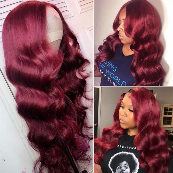 99J Color Burgundy Body Wave Wig 13x4 HD Lace Human Hair Wig