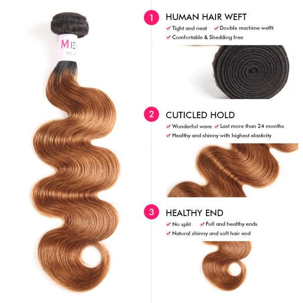 Brazilian Virgin Hair Ombre Honey 1B/30 Body Wave Human Hair Bundles 1pcs Deal