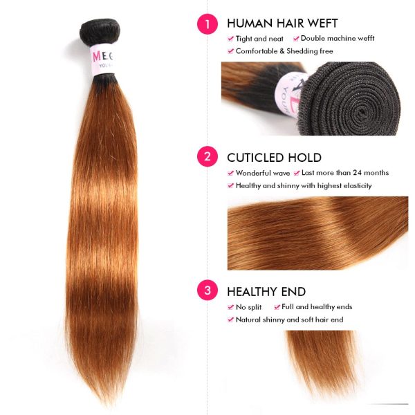 Unprocessed Virgin Hair Bundles Ombre Honey 1B/30 Straight Hair Weaves