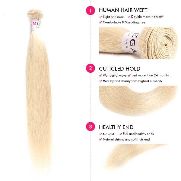 28 30 Inch 613 Blonde Human Hair Bundles Brazilian Hair Honey Blonde 1 PCS Straight Bundles