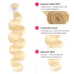 Body Wave Remy Human Hair Extensions Weave 613 Platinum Blonde Color Bundles Weft