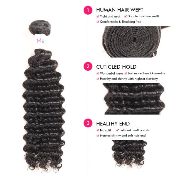 32-40 inch Deep Wave Hair Bundles 1Pcs Unprocessed Virgin Human Hair Weaves