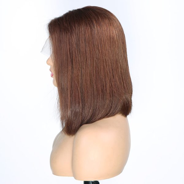 T PART LACE FRONT BOB WIG SILKY STRAIGHT Chestnut #4 Color 180% Density