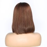 T PART LACE FRONT BOB WIG SILKY STRAIGHT Chestnut #4 Color 180% Density