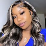 Highlight Balayage Wig 360 Lace Frontal Wig Brazilian Straight/Body Wave Virgin Hair 180% Density