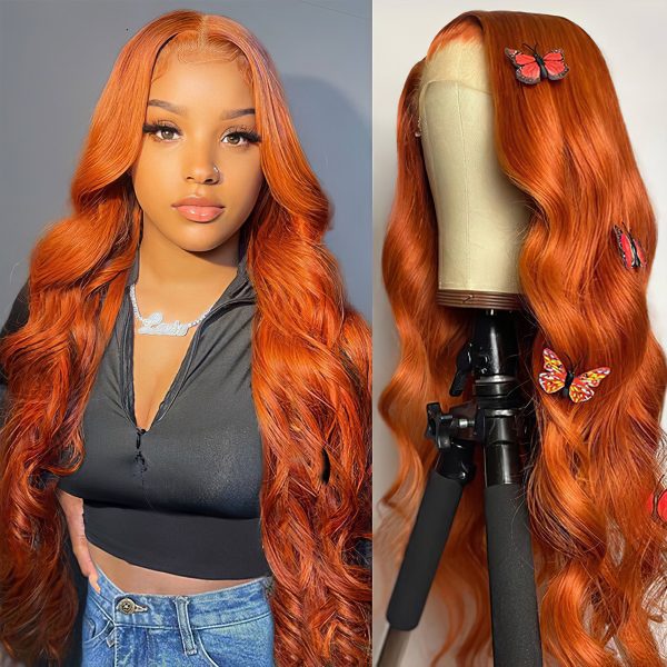 Ginger Orange Color Body Wave Wig | 13x4 HD Lace Front Human Hair Wig