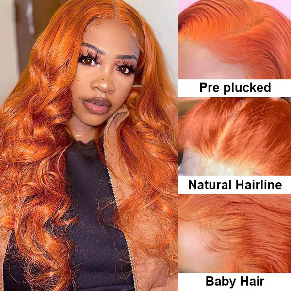 Ginger Orange Color Body Wave Wig | 13x4 HD Lace Front Human Hair Wig