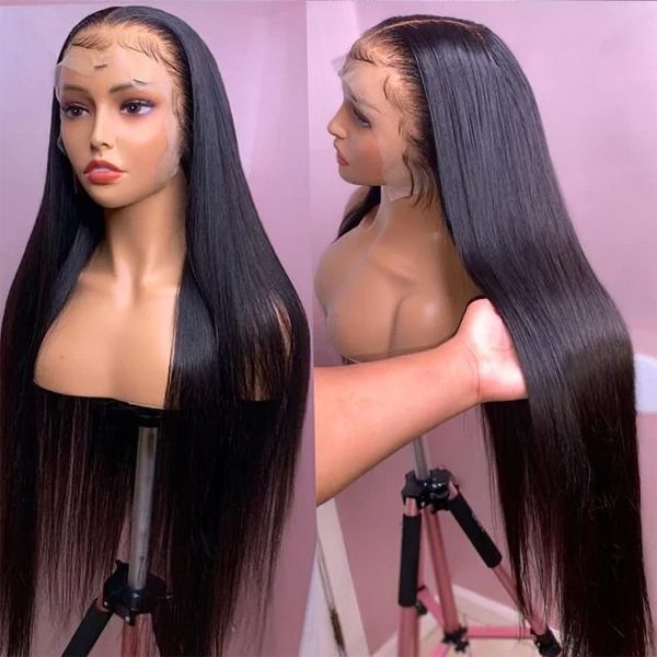 Long Straight Human Hair Wig | 13x4 HD Lace Front Black Wigs