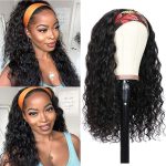 Headband Water Wave Human Hair Wigs | 150% Density No Glue Silk Scarf