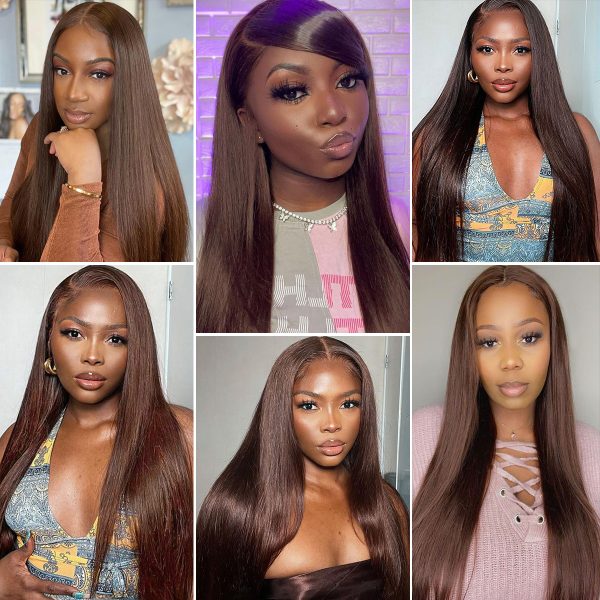 #4 Brown Color 13x4 Straight HD Lace Front Wig 180 Density