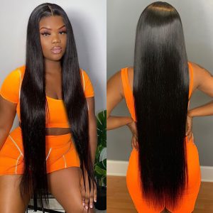 Long Straight Human Hair Wig | 13x4 HD Lace Front Black Wigs