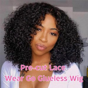 Kinky Curly Glueless Bob Wig Pre Cut 4x6 HD Lace Wear Go Wig