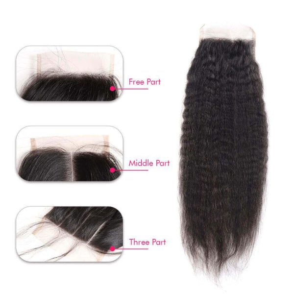 Yaki Straight Virgin Brazilian Hair Unprocessed 4 Bundles Human Hair With 4x4 Transparent Lace Closure