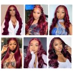 Remy Human Hair Bundles With Closure Straight Hair Burgundy Remy Peruvian Dyed 3 Bundles With Frontal 4x4 Brazilian Human Hair 99J