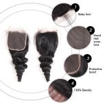 Loose Wave Hair 4 Bundles With 4x4 Transparent Lace Closure Free Shipping