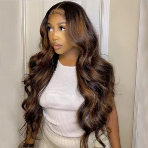 Honey Blonde Body Wave HD Lace Front Wig 1B/30 Highlight Wig