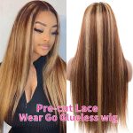 Highlights Ombre 4x6 HD Lace Wear Go Straight Glueless Wigs Pre Cut Lace Wig