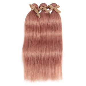 Pink Straight Weave Bundles Remy Human Hair Extensions 3 pieces Soft and Bouncy