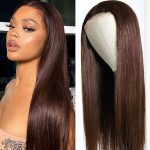 Youtuber Same #4 Color Chestnut 13x4 Transparent Lace Frontal Wig Honey Brown Color Wig