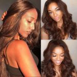 Youtuber Same #4 Color Chestnut 13x4 Transparent Lace Frontal Wig Honey Brown Color Wig