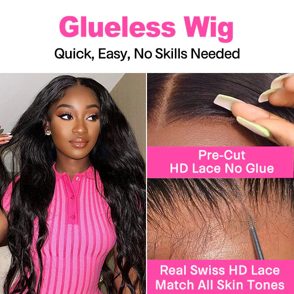 New Pre-bleached Knots Wear Go Glueless Wig Pre-cut HD Lace Afro Curly Human Hair