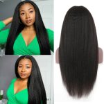 Kinky Straight U Part Wig Yaki Human Hair Wig 150 Density