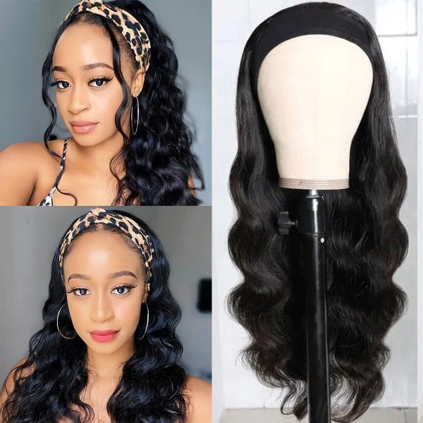 Headband Body Wave Human Hair Wigs | No Glue Silk Scarf