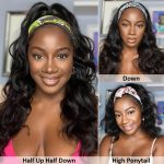 Headband Body Wave Human Hair Wigs | No Glue Silk Scarf