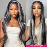 Platinum Blonde Highlights Straight Mixed Color Human Hair Wigs Long 32inch 13x4 Body Wave /Straight Lace Front Wig