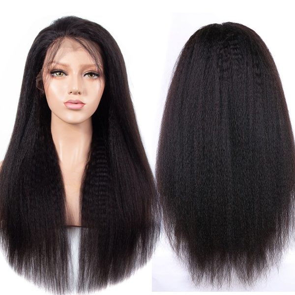 Kinky Straight 360 HD Lace Frontal Wig Yaki Virgin Human Hair Wig