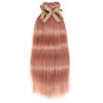 Straight Bundles With Closure Remy Human Hair Weave 3 bundles with 4*4 Lace Closure Pink Color