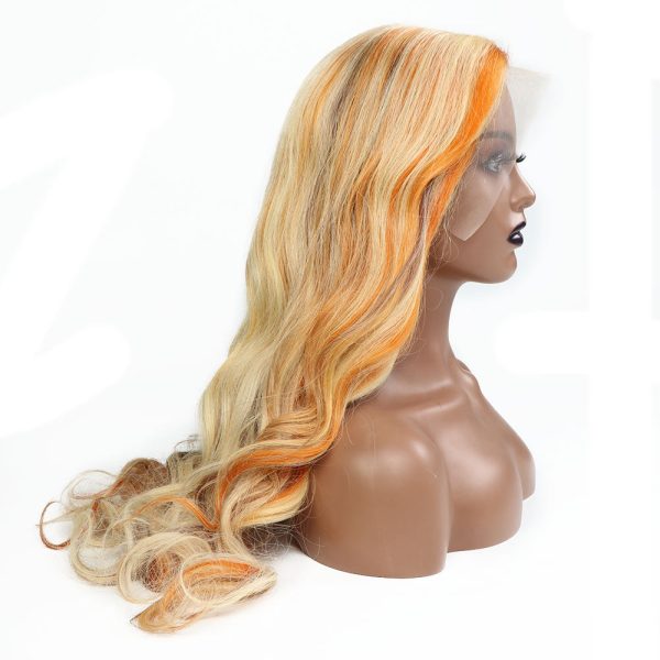 Ginger Blonde Mix Color 13x4 Transparent Lace Wig Highlight 613 Honey Blonde Body Wave Wig