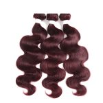 Body Wave Bundles With Closure Remy Brazilian Human Hair Burgundy 99J Dyed 3 Bundles With 4x4 Closure