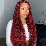 99J Color Burgundy Curly Hair HD Lace Front Wig 180% Density