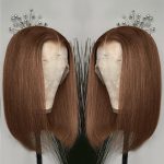 T PART LACE FRONT BOB WIG SILKY STRAIGHT Chestnut #4 Color 180% Density