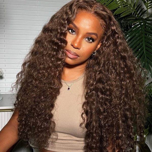 Youtuber Same #4 Color Chestnut 13x4 Transparent Lace Frontal Wig Honey Brown Color Wig