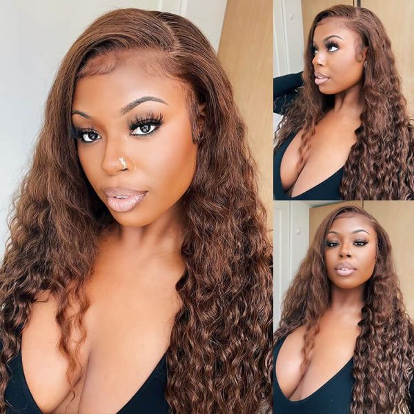 Youtuber Same #4 Color Chestnut 13x4 Transparent Lace Frontal Wig Honey Brown Color Wig