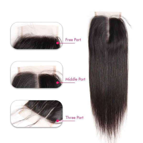 Top Quality 12A Grade Virgin Brazilian Hair Straight Human Hair 4 Bundles with 4x4 Transparent Lace Closure