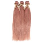 Pink Straight Weave Bundles Remy Human Hair Extensions 3 pieces Soft and Bouncy