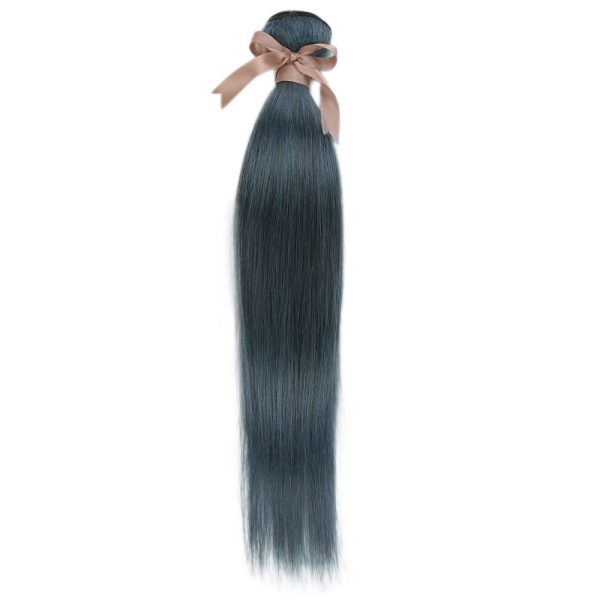 Human Hair 3 Bundles Straight Human Hair Weave Ink Blue Dark Green Color