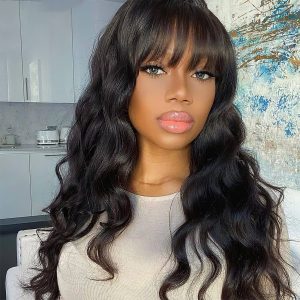 Glueless HD Body Wave Lace Front Wig With Bangs