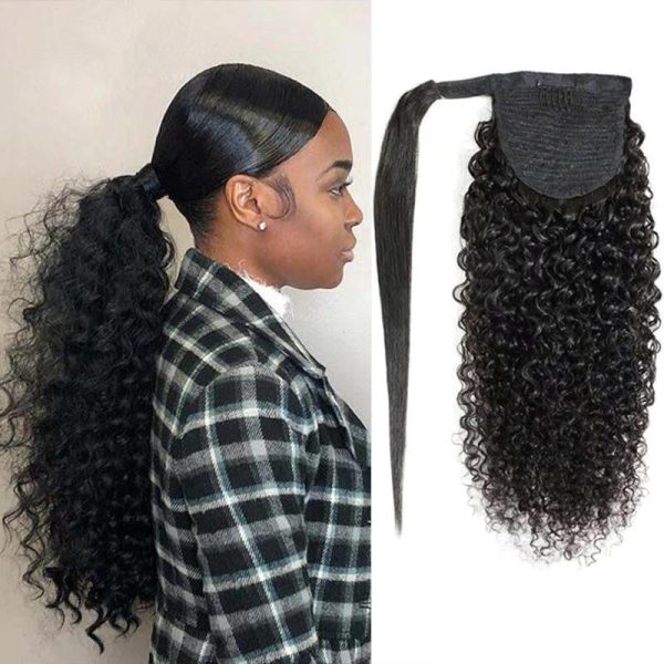 Curly Ponytail Remy Brazilian Human Hair Wrap Around Ponytail Hair Extensions